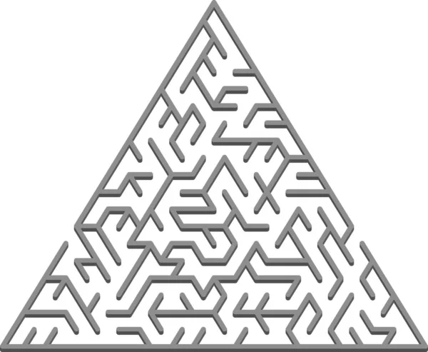 Layout Vetorial Com Labirinto Triangular Cinza Enigma Ilustração Abstrata Com — Vetor de Stock