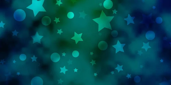 Azul Claro Pano Fundo Vetorial Verde Com Círculos Estrelas — Vetor de Stock