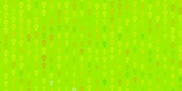 Verde Chiaro Giallo Vettore Sfondo Con Donna Simboli Illustrazione Colorata — Vettoriale Stock