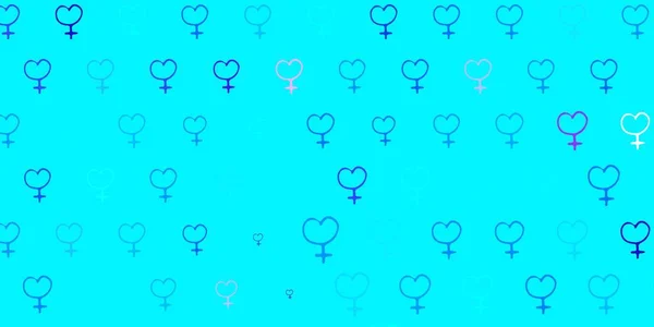 Light Pink Blue Vector Texture Women Rights Symbols Abstract Illustration — Archivo Imágenes Vectoriales