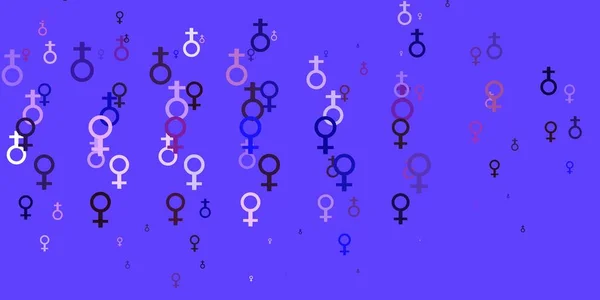 Luz Fondo Vectorial Púrpura Con Símbolos Femeninos Coloridos Símbolos Feministas — Archivo Imágenes Vectoriales