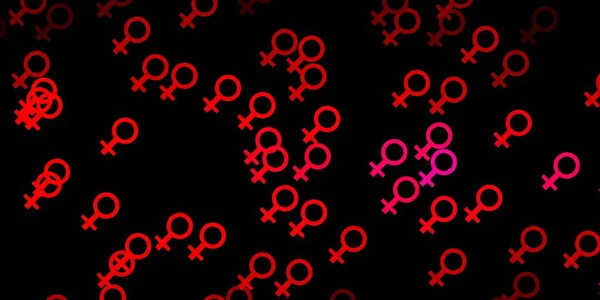 女性の権利のシンボルとダークピンクのベクトルテクスチャ グラデーションフェミニズムの形をしたカラフルなイラスト 国際女性デーのデザイン — ストックベクタ