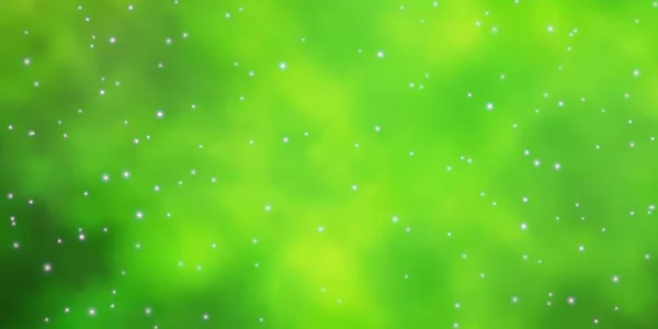 Ljusgrön Gul Vektor Bakgrund Med Små Och Stora Stjärnor Dekorativ — Stock vektor