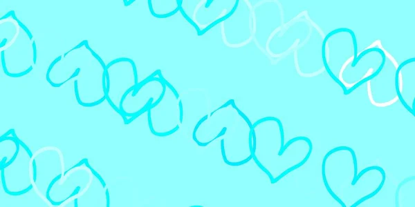 Світло Зелений Векторний Шаблон Каракульними Серцями Блискуча Абстрактна Ілюстрація Барвистими — стоковий вектор