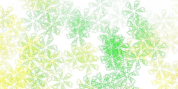 Hellgrüne Gelbe Vektorabstraktvorlage Mit Blättern Dekorative Illustration Mit Kritzeleien Auf — Stockvektor