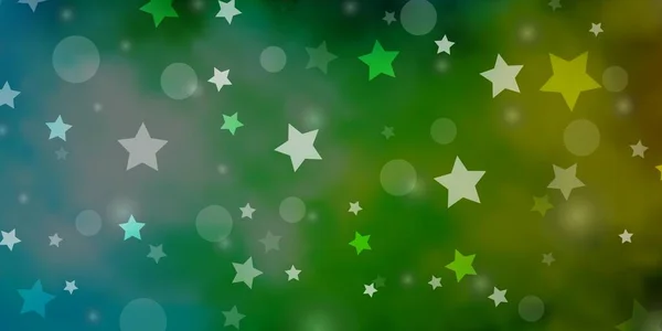 Azul Claro Patrón Vectorial Verde Con Círculos Estrellas — Archivo Imágenes Vectoriales