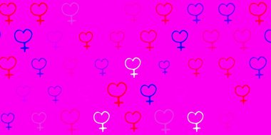 Feminizm elementleriyle açık pembe vektör deseni. Kadınların güç ve güç göstergelerini gösteren bir ilüzyon. Kadınların gücünü göstermek için en iyi tasarım..