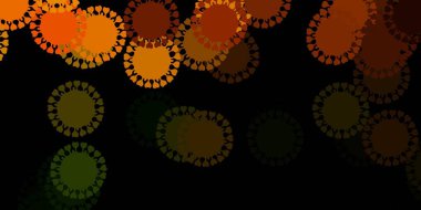 Koyu yeşil, üzerinde grip belirtileri olan sarı vektör şablonu. Enfeksiyon formları ile soyut tarzda basit tasarım. Karantina olayları için en iyi tasarım.