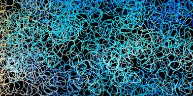 Koyu mavi, Memphis şekilli sarı vektör dokusu. Basit gradyan şekilli renkli bir çizim. Duvar kağıdı seti için zarif tasarım.