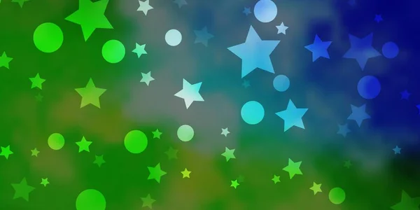 Azul Claro Fondo Verde Vector Con Círculos Estrellas — Archivo Imágenes Vectoriales