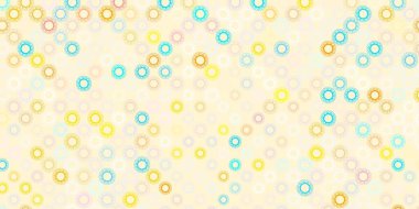 Açık mavi, hastalık sembollü sarı vektör dokusu. Enfeksiyon formları ile soyut tarzda basit tasarım. Biyolojik tehlike uyarısı için tasarım.