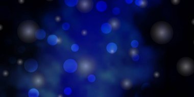 Çemberleri, yıldızları olan koyu mavi vektör arkaplanı.