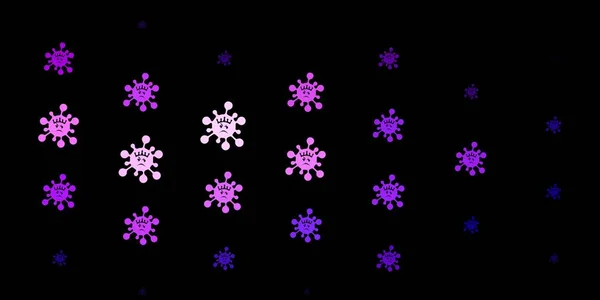 Color Púrpura Oscuro Telón Fondo Vector Rosa Con Símbolos Virus — Archivo Imágenes Vectoriales