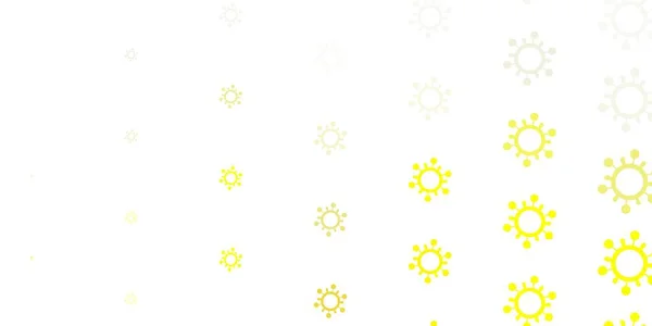 Luz Fundo Vetor Amarelo Com Símbolos Covid Ilustração Abstrata Colorida —  Vetores de Stock
