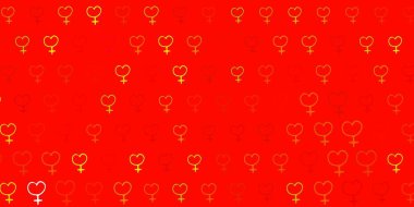 Açık Kırmızı, iş kadını işaretli sarı vektör şablonu. Kadın gücünün resmedildiği soyut bir çizim. Kadınların gücünü göstermek için en iyi tasarım..