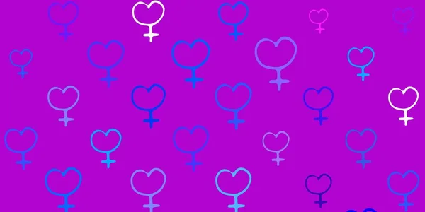 浅粉色 蓝色矢量纹理与女权符号 五彩缤纷的女性主义符号 带有现代风格的渐变 壁纸精美的设计 — 图库矢量图片