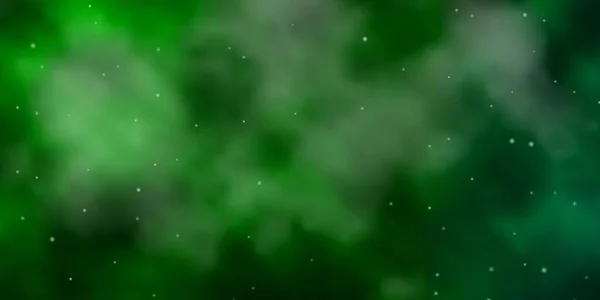 Темно Зеленый Векторный Фон Маленькими Большими Звездами — стоковый вектор