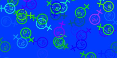 Kadın sembollü hafif çokrenkli vektör arkaplanı. Kadın gücünün resmedildiği soyut bir çizim. Kadınların gücünü göstermek için en iyi tasarım..