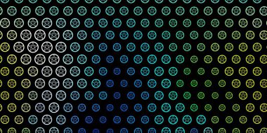 Koyu mavi, sarı vektör desenli sihirli elementler. Gradyan simya şekilli renkli bir illüstrasyon. Doğaüstü tasvirler için basit tasarım.