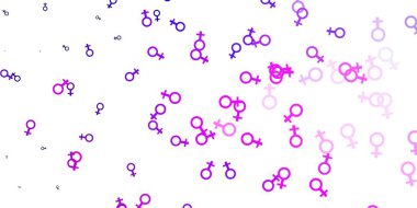 Açık Mor, kadın sembollü pembe vektör arkaplan. Kadın gücünün resmedildiği soyut bir çizim. Uluslararası Kadınlar Günü için arkaplan.