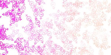 Kadın hakları sembollü açık pembe vektör dokusu. Kadın hakları aktivizmiyle soyut tarzda basit bir tasarım. Kadınların gücünü göstermek için en iyi tasarım..