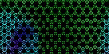 Koyu pembe, dini sembollü yeşil vektör dokusu. Cadılık formlarıyla soyut tarzda geçmişe dönük tasarım. Sihir için dizayn, ruhsal olaylar.