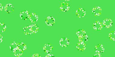 Açık yeşil, daire şekilli sarı vektör düzeni. Doğa tarzında renkli noktaları olan soyut illüstrasyon. Broşürler, broşürler için desen.