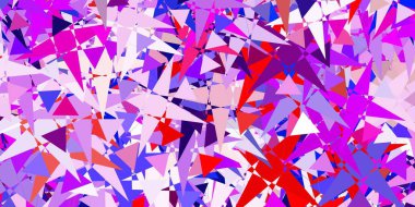 Açık mavi, üçgenli kırmızı vektör arkaplan. Renkli soyut üçgenli web materyali çizimi. Terfi modelleri.