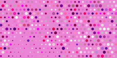 Açık mor, noktalı pembe vektör arkaplanı. Doğa tarzında renkli noktaları olan soyut illüstrasyon. İş ilanları için şablon.