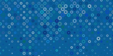 Koyu mavi, hastalık sembollü yeşil vektör dokusu. Enfeksiyon formları ile soyut tarzda basit tasarım. Tehlike ateşine karşı basit çizim.