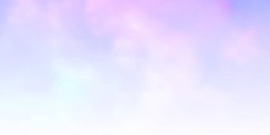 Açık pembe, bulutlu mavi vektör düzeni. Soyut gradyan bulutlarla parlayan illüstrasyon. Reklamlarınız için şablon.