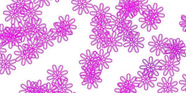 Plantilla Doodle Vectorial Rosa Claro Con Flores Flores Coloridas Estilo — Vector de stock