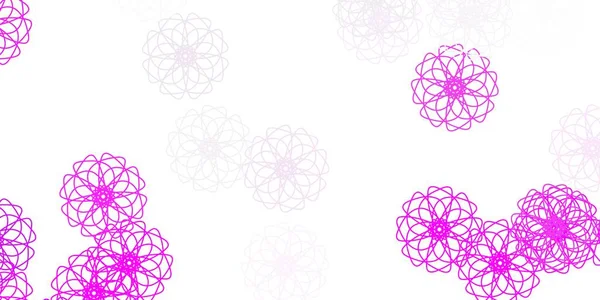 Fondo Doodle Vector Rosa Claro Con Flores Flores Coloridas Estilo — Vector de stock