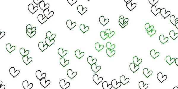 Textura Vectorial Verde Claro Con Corazones Encantadores Hermosa Ilustración Colores — Archivo Imágenes Vectoriales