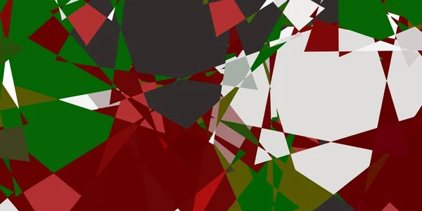 Verde Claro Fondo Vector Rojo Con Triángulos Ilustración Abstracta Excepcional — Vector de stock