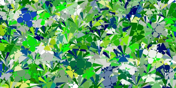 Azul Claro Fondo Vectorial Verde Con Triángulos Líneas Ilustración Con — Vector de stock