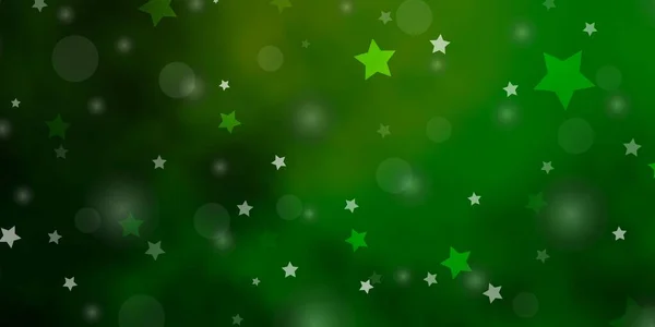 Luz Verde Vector Fondo Con Círculos Estrellas — Archivo Imágenes Vectoriales