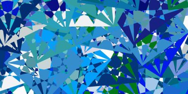 Açık mavi, rastgele üçgenli yeşil vektör dokusu. Soyut tarzda, üçgen ve çizgilerle basit bir tasarım. Insperarion için tasarımı başlat.