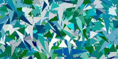 Açık mavi, üçgen şekilli yeşil vektör şablonu. Renkli üçgenler aralığıyla soyut bir illüstrasyon. Terfi modelleri.