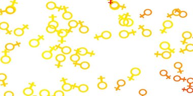 Açık Turuncu vektör arkaplanı ve kadın güç sembolleri. Değişken feminizm şekilli renkli bir illüstrasyon. Web uygulamalarınız için yeni tasarım.