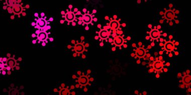 Hastalık sembollü koyu pembe vektör dokusu. Basit ve soyut bir şekilde renkli hastalık sembolleri. Tehlike ateşine karşı basit çizim.