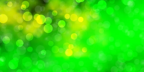Verde Claro Fundo Vetorial Amarelo Com Círculos Discos Coloridos Abstratos — Vetor de Stock