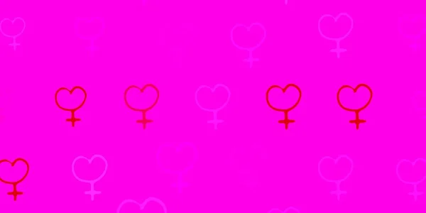 Violet Clair Fond Vectoriel Rose Avec Des Femmes Symboles Pouvoir — Image vectorielle