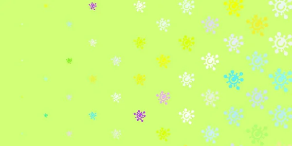 Virüs sembollü hafif çokrenkli vektör arkaplanı. Enfeksiyon formları ile soyut tarzda basit tasarım. Karantina olayları için en iyi tasarım.