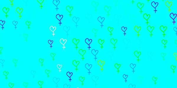Hellgrüne Vektorkulisse Mit Frauenpower Symbolen Bunte Illustration Mit Gradienten Feminismus — Stockvektor