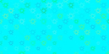 Açık mavi, hastalık sembollü yeşil vektör dokusu. Dekoratif tarzında renkli işaretleri olan akıllı illüstrasyon. Tehlike ateşine karşı basit çizim.