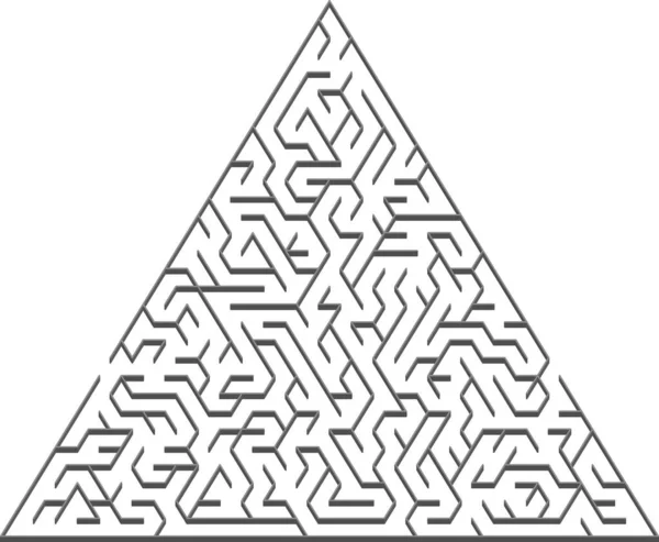 Layout Vetorial Com Labirinto Triangular Cinza Enigma Labirinto Preto Branco — Vetor de Stock
