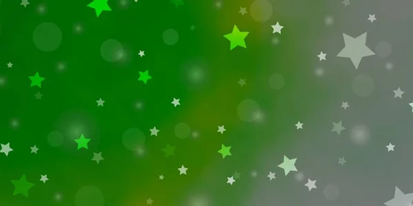 Ljusgrön Vektor Bakgrund Med Cirklar Stjärnor — Stock vektor