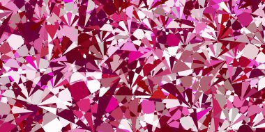Çokgen formlu açık pembe vektör arkaplanı. Renkli üçgenler aralığıyla soyut bir illüstrasyon. Reklamlarınıza basit bir ekleme..