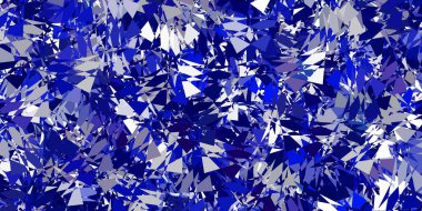 Açık mavi vektör arkaplanı, üçgenler, çizgiler. Renkli üçgenler aralığıyla soyut bir illüstrasyon. Duvar kağıtları için desen.